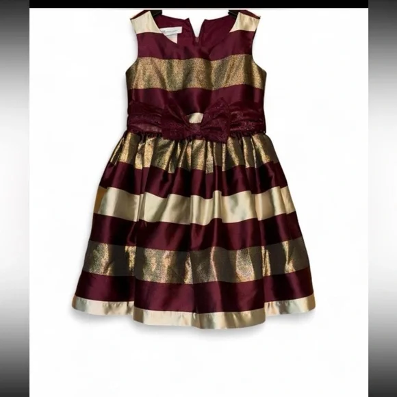Bonnie Jean | Dresses | Bonnie Jean Burgundy And Gold Striped Formal Dress 